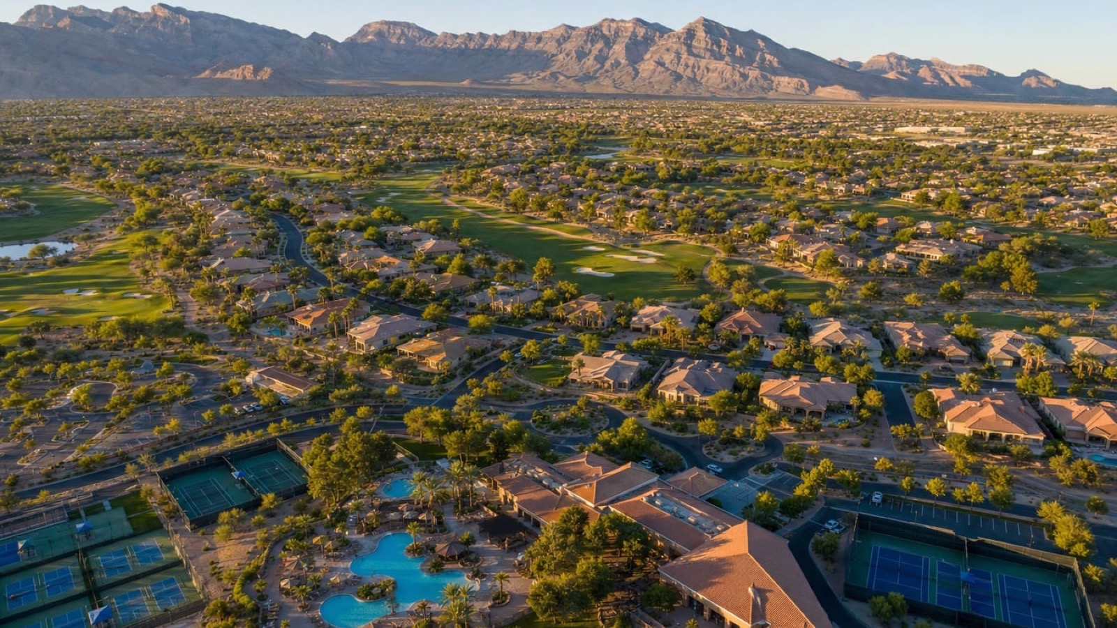 Summerlin master plan aerial with Red Rock Canyon — two million dollar luxury villages 2026