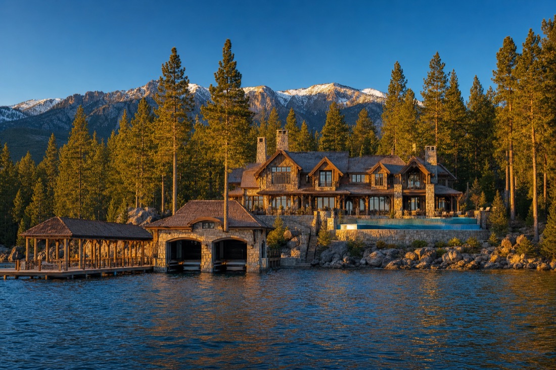 Lake Tahoe lakefront home among the pines near Incline Village, Nevada